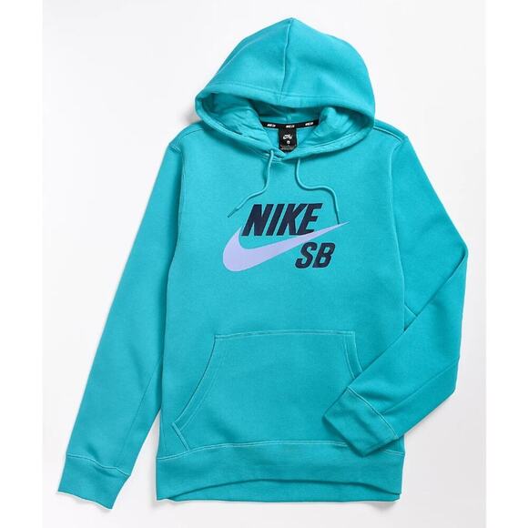 Nike SB Icon Oracle Aqua Blue Pullover Hoodie Men's Sz XS - Picture 1 of 7